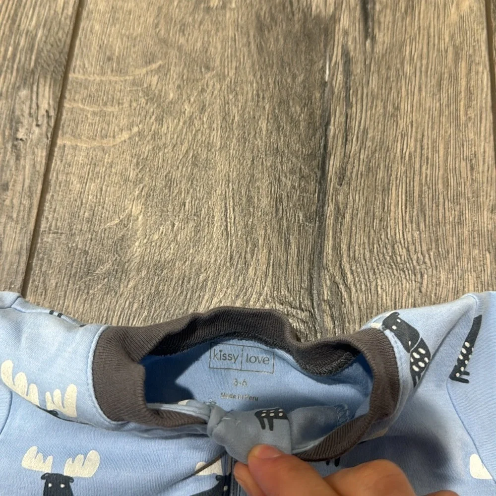• Kissy Love By Kissy Kissy • Boy's Moose Tracks One Piece Footie Pajamas Blue